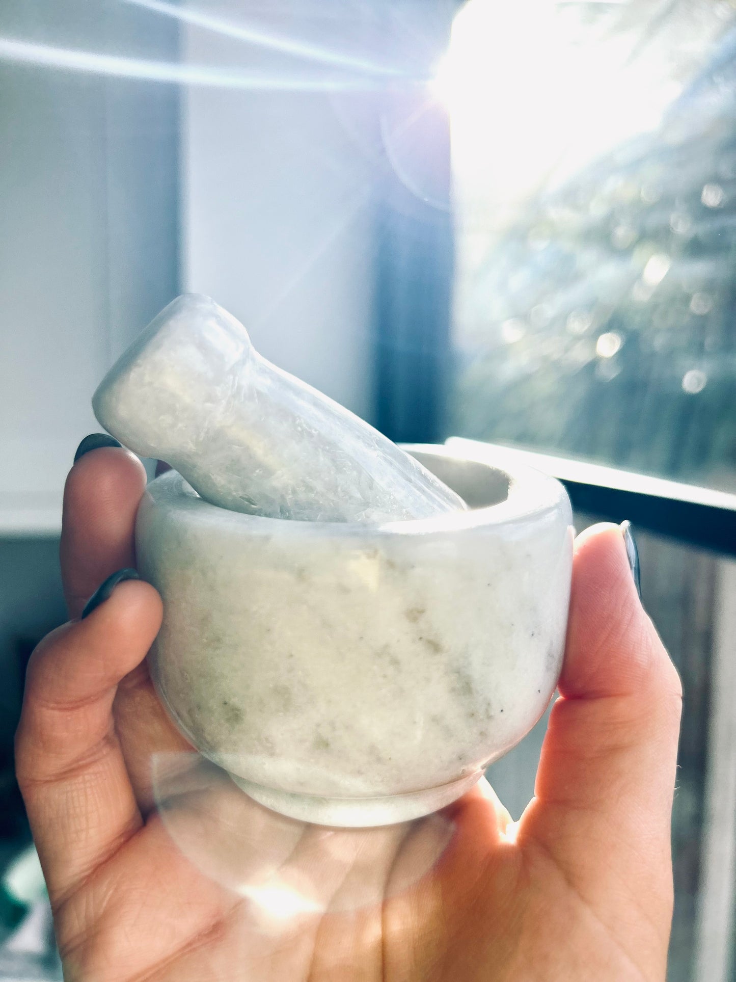 Small White Marble Mortar & Pestle