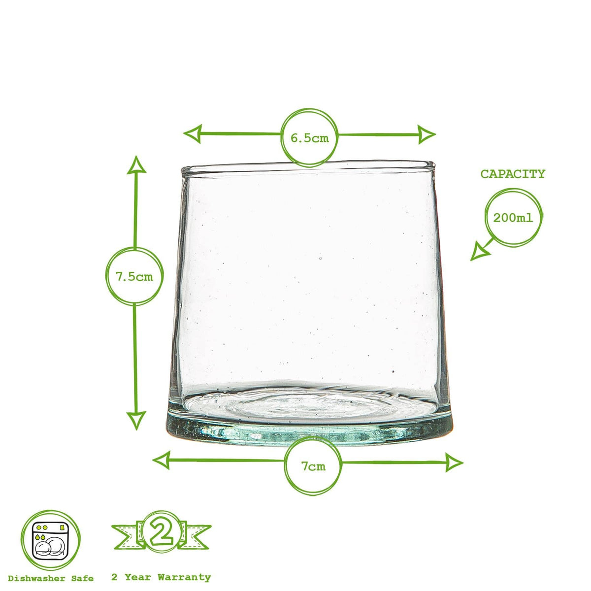 Recycled Moroccan Glass Tumbler - Clear Green