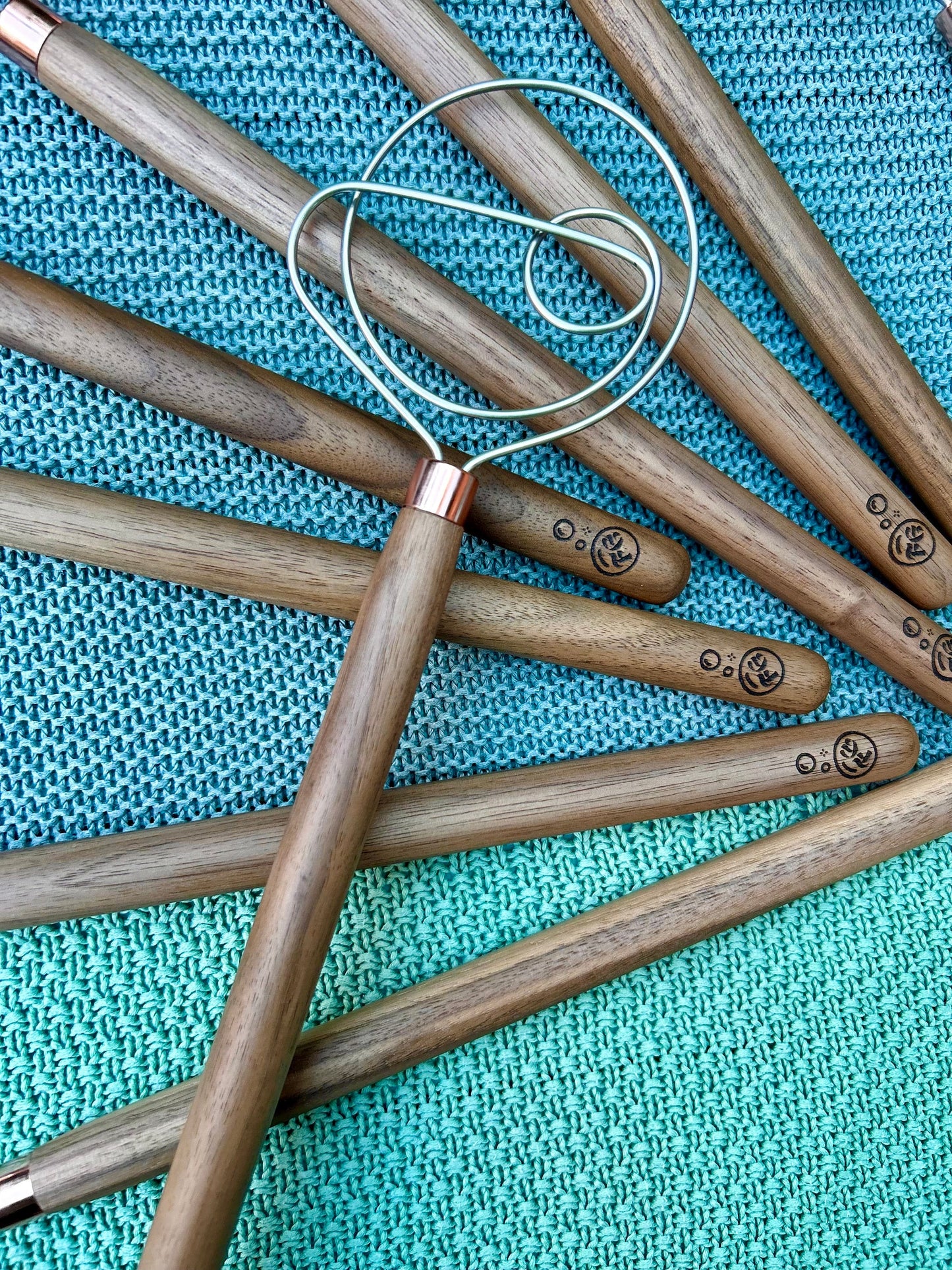 Handmade 3 Piece Wooden Baking Utensil Set - dough hook / whisk, spurtle spatula, and scraper / chopper