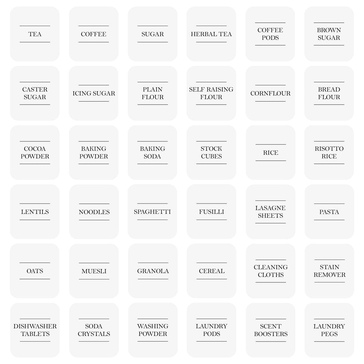 Storage Jar Labels - Pack of 36 Labels