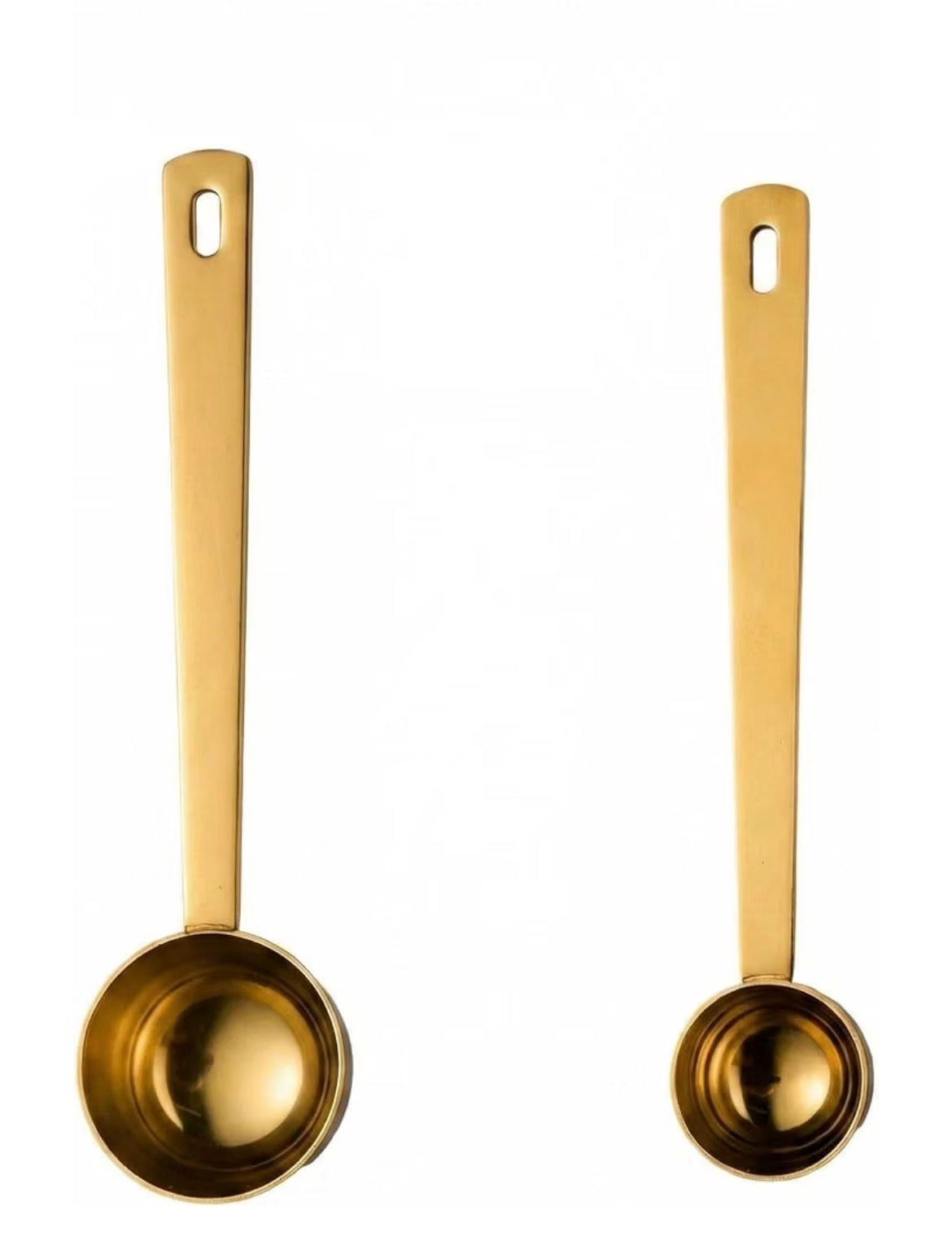 Golden scoops for tea, coffee, spices, and baking - 5ml & 10ml sizes