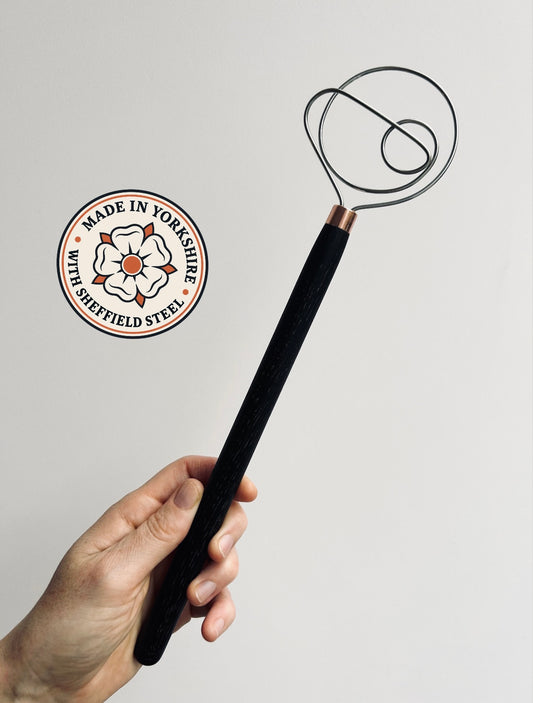 The Floaty Goat Dough Whisk - Black Oak
