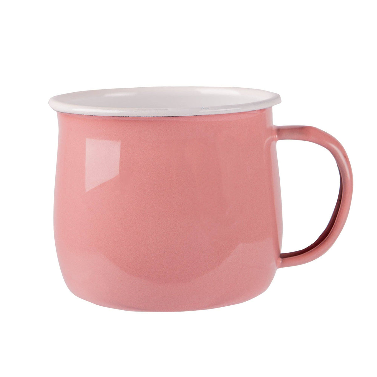 Enamel Belly Mug - Pink/White - 375ml