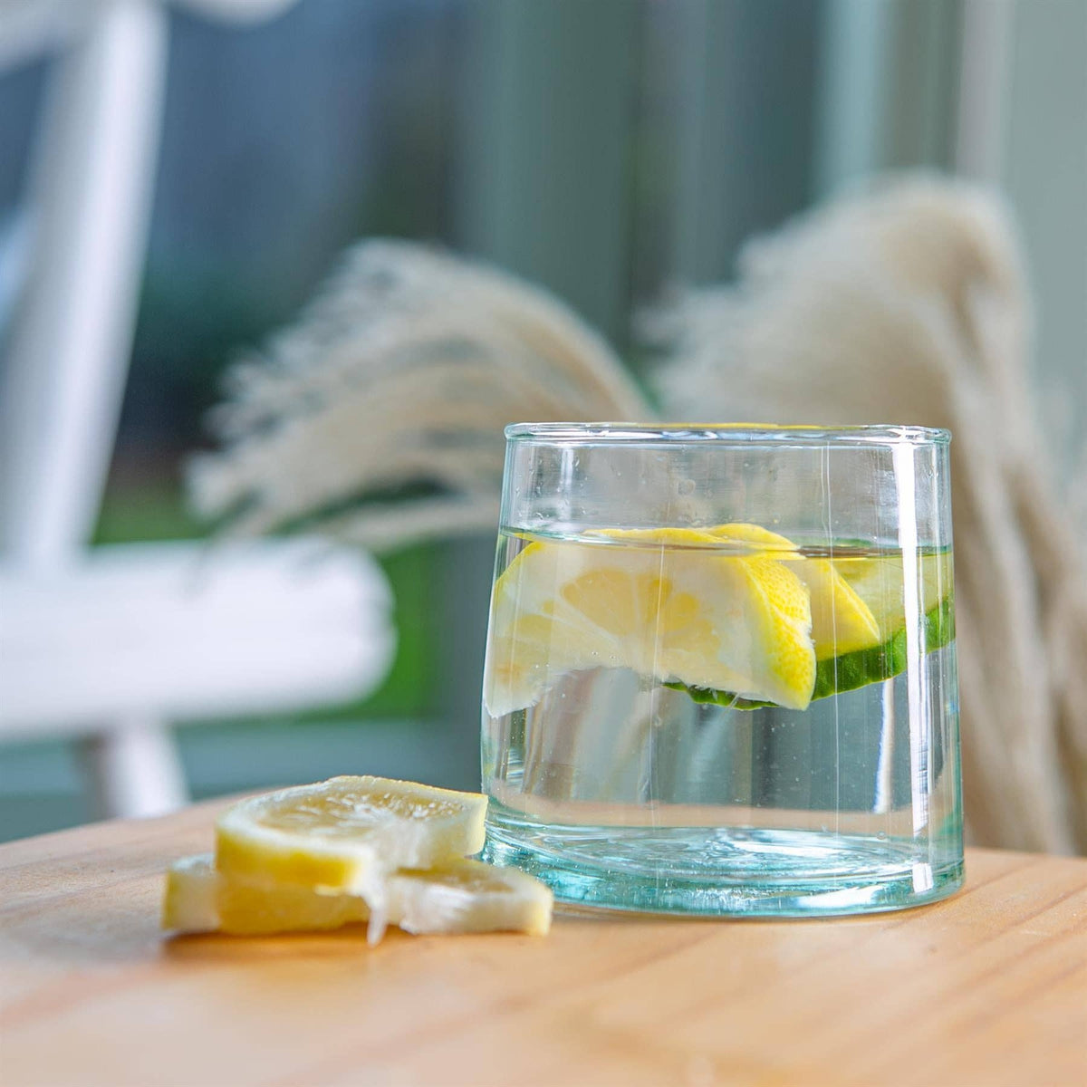 Recycled Moroccan Glass Tumbler - Clear Green