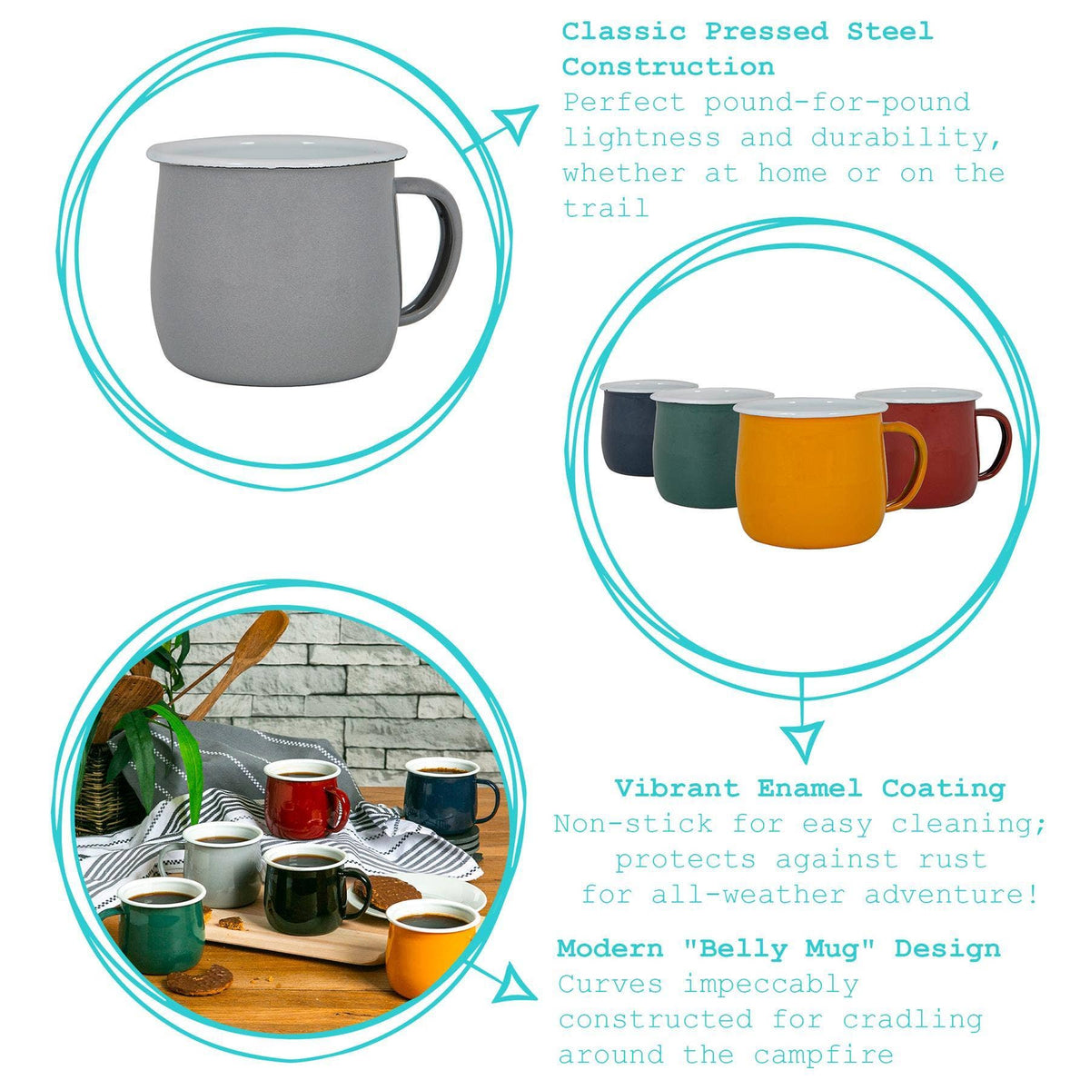 Enamel Belly Mug - Pink/White - 375ml