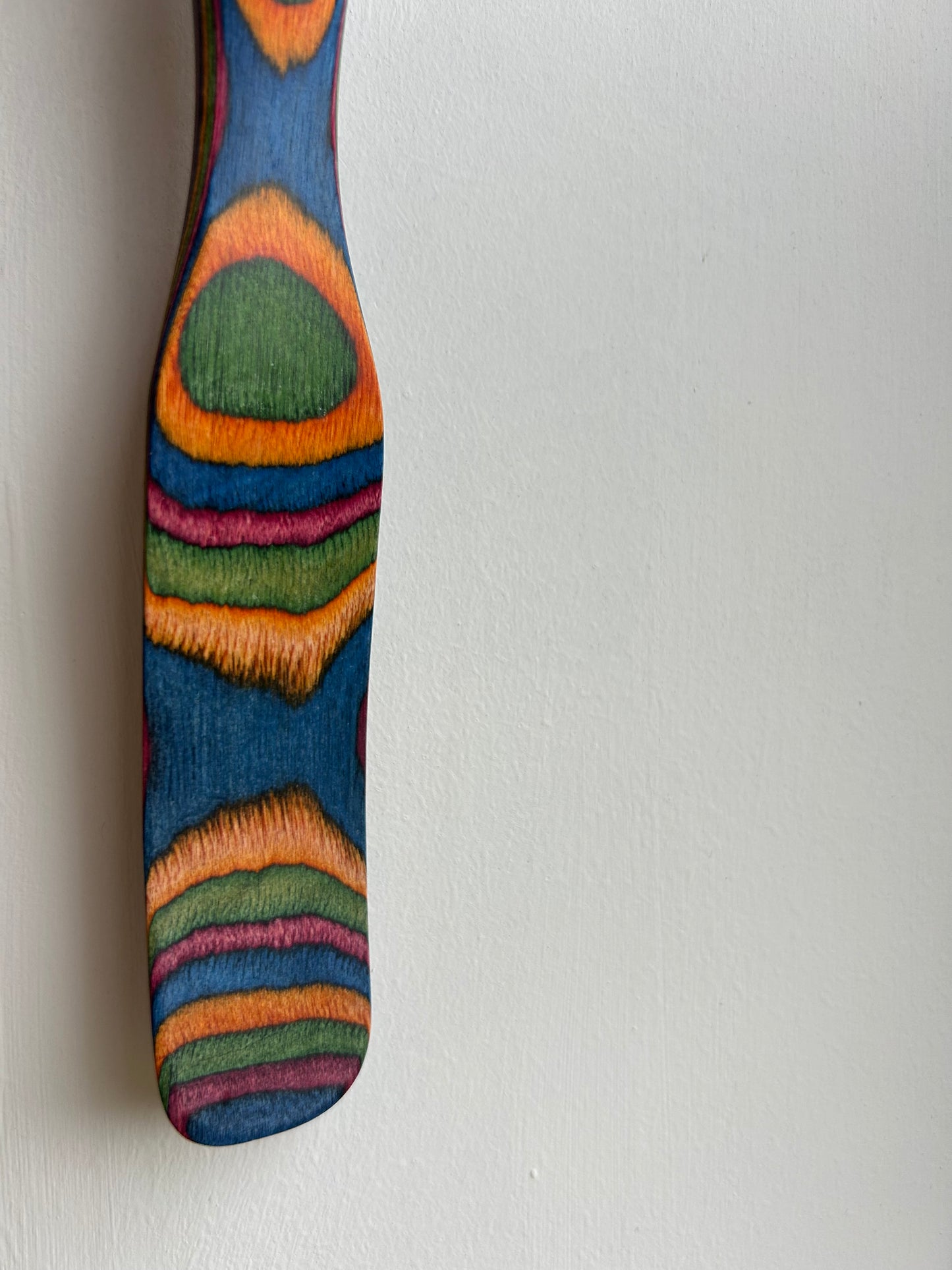 Colourful Wooden Compact Spurtle Spatulas - Naturally Dyed - handy mixing and spreading tool