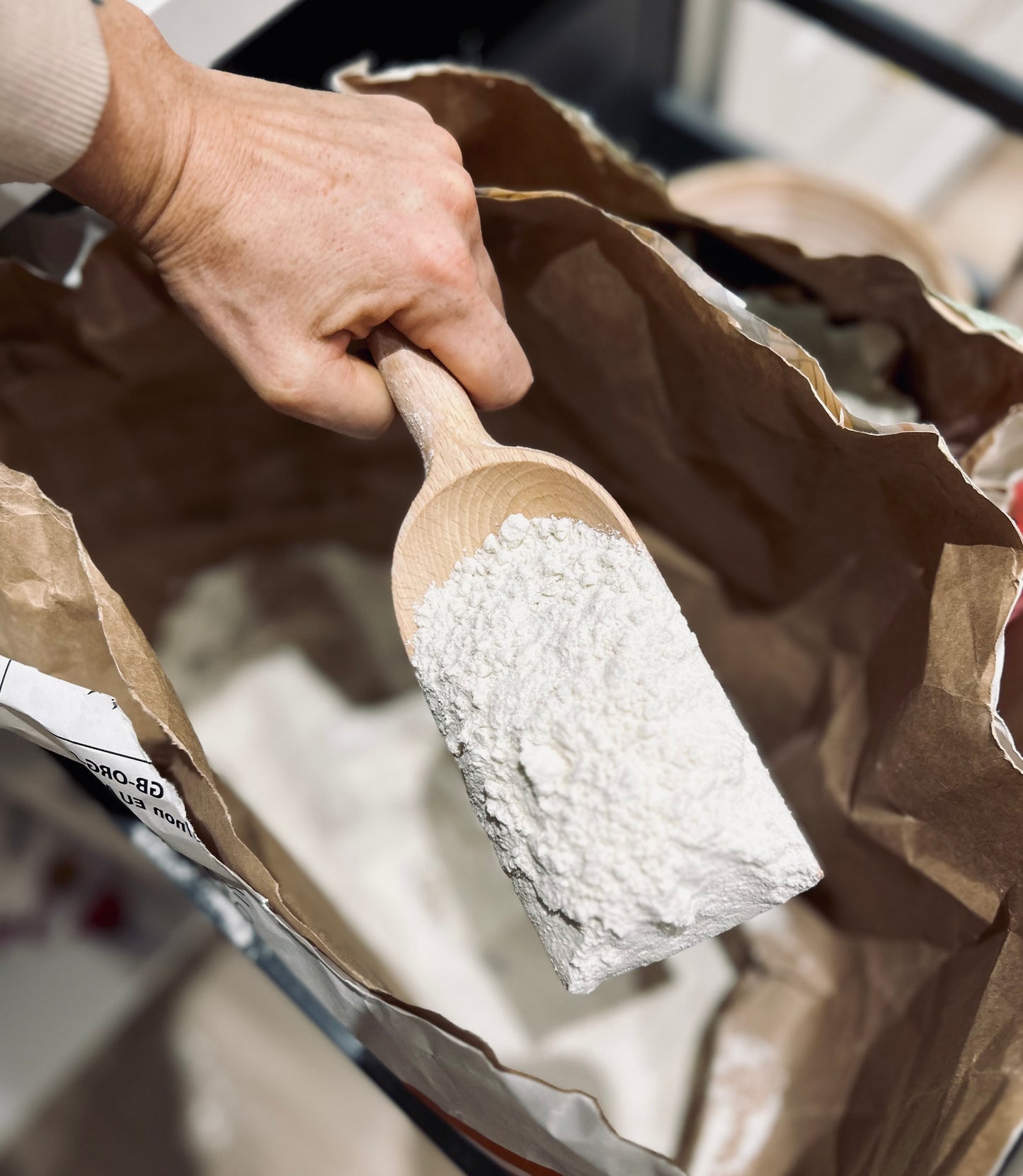 Large wooden scoop - flour scoop - ethically made in the UK from European beech wood
