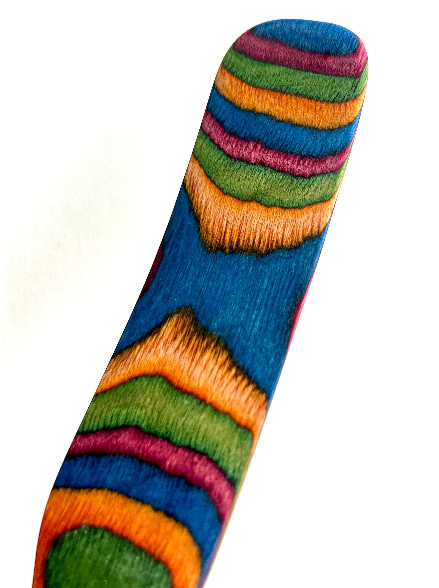 Colourful Wooden Compact Spurtle Spatulas - Naturally Dyed - handy mixing and spreading tool