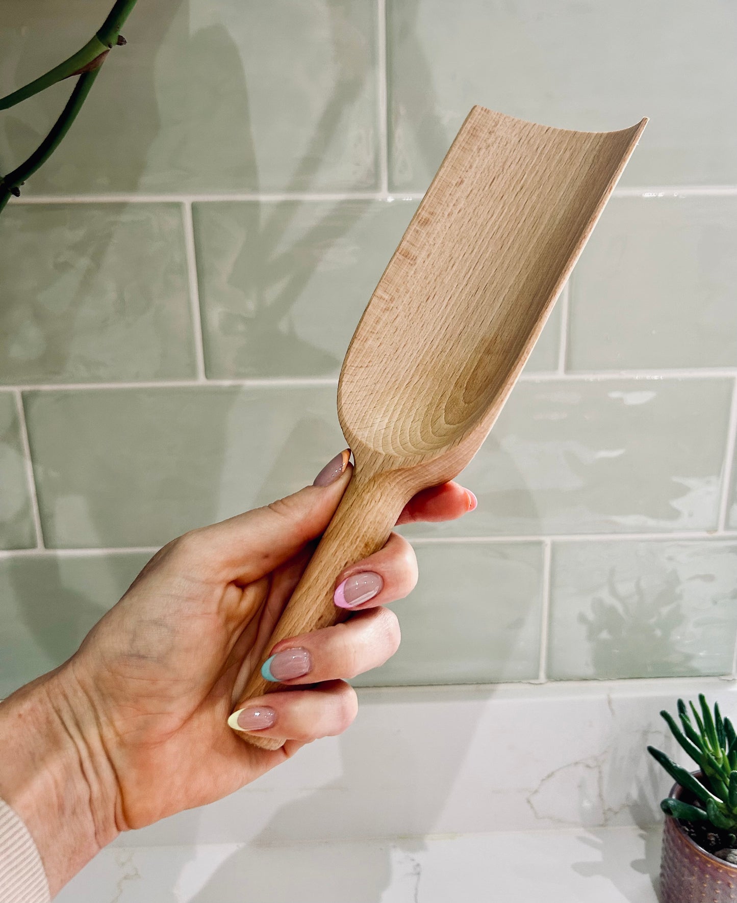 Large wooden scoop - flour scoop - ethically made in the UK from European beech wood