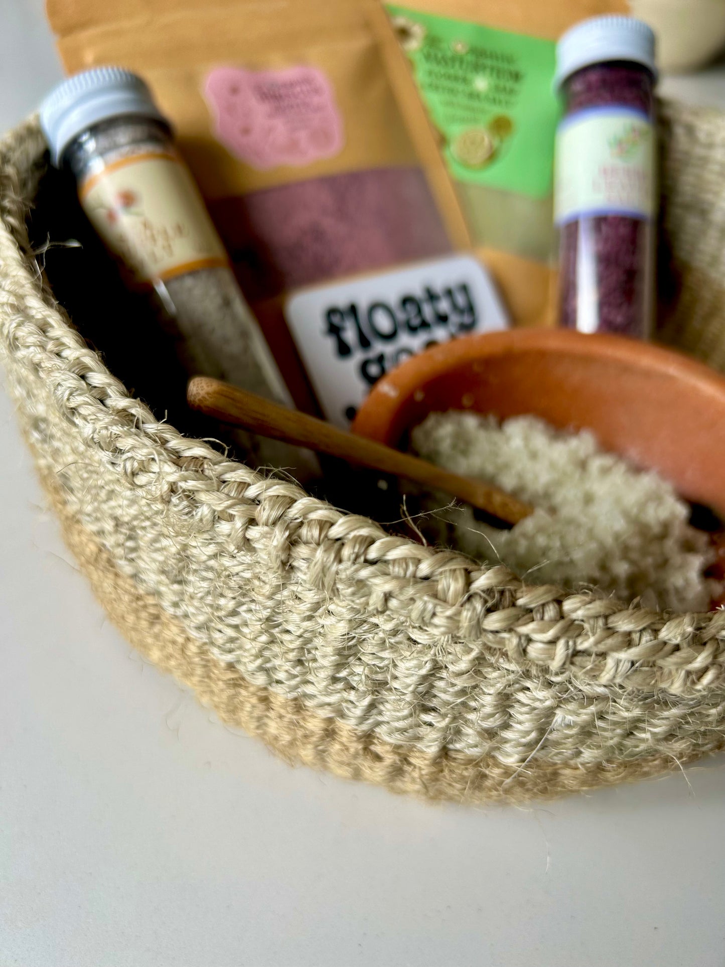 Artisanal Salt Gift Set with Marble Bowl & Handwoven Basket