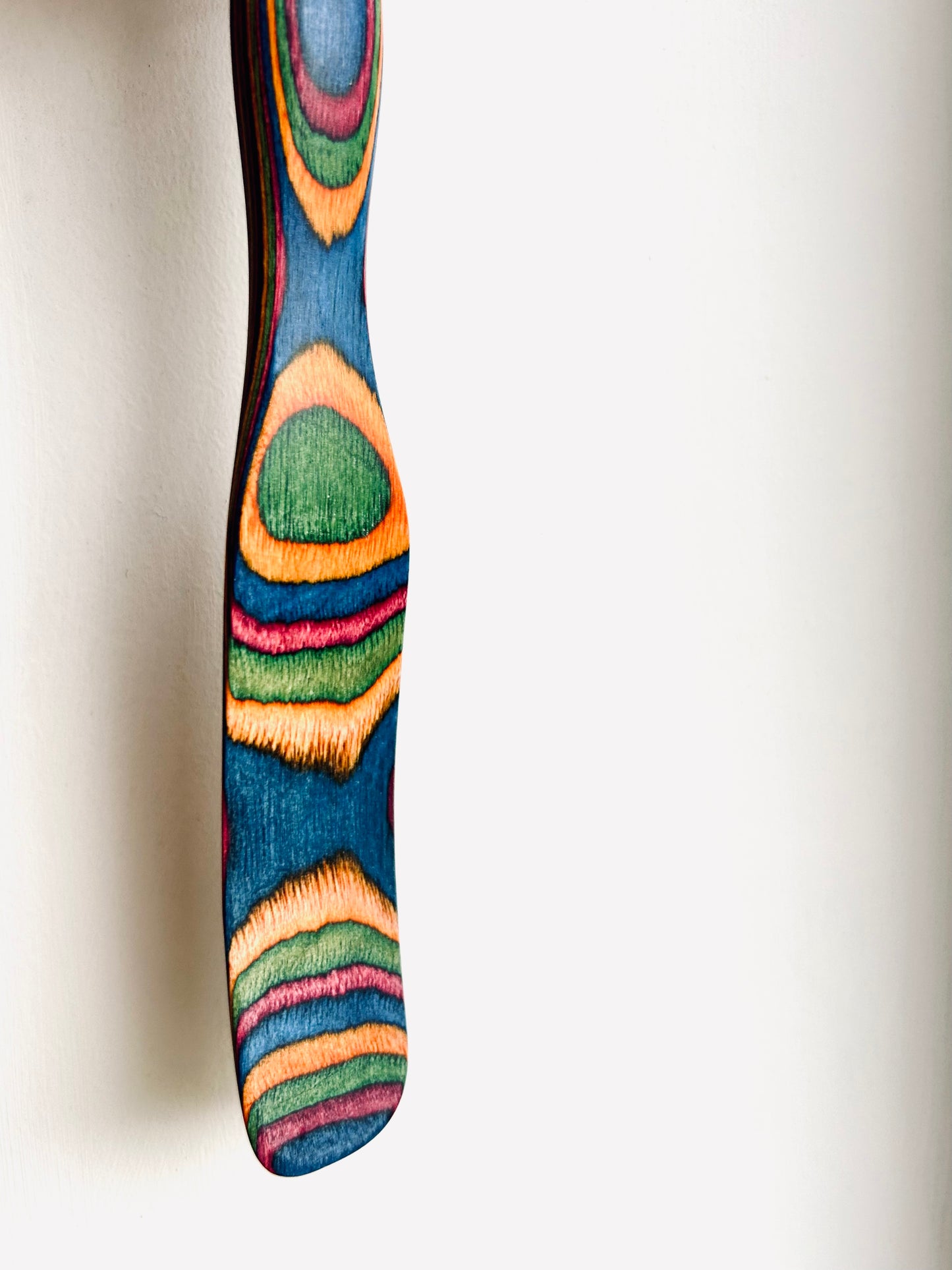 Colourful Wooden Compact Spurtle Spatulas - Naturally Dyed - handy mixing and spreading tool