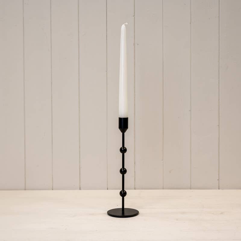 Black Candle Holder With Ball Detail - 2 sizes
