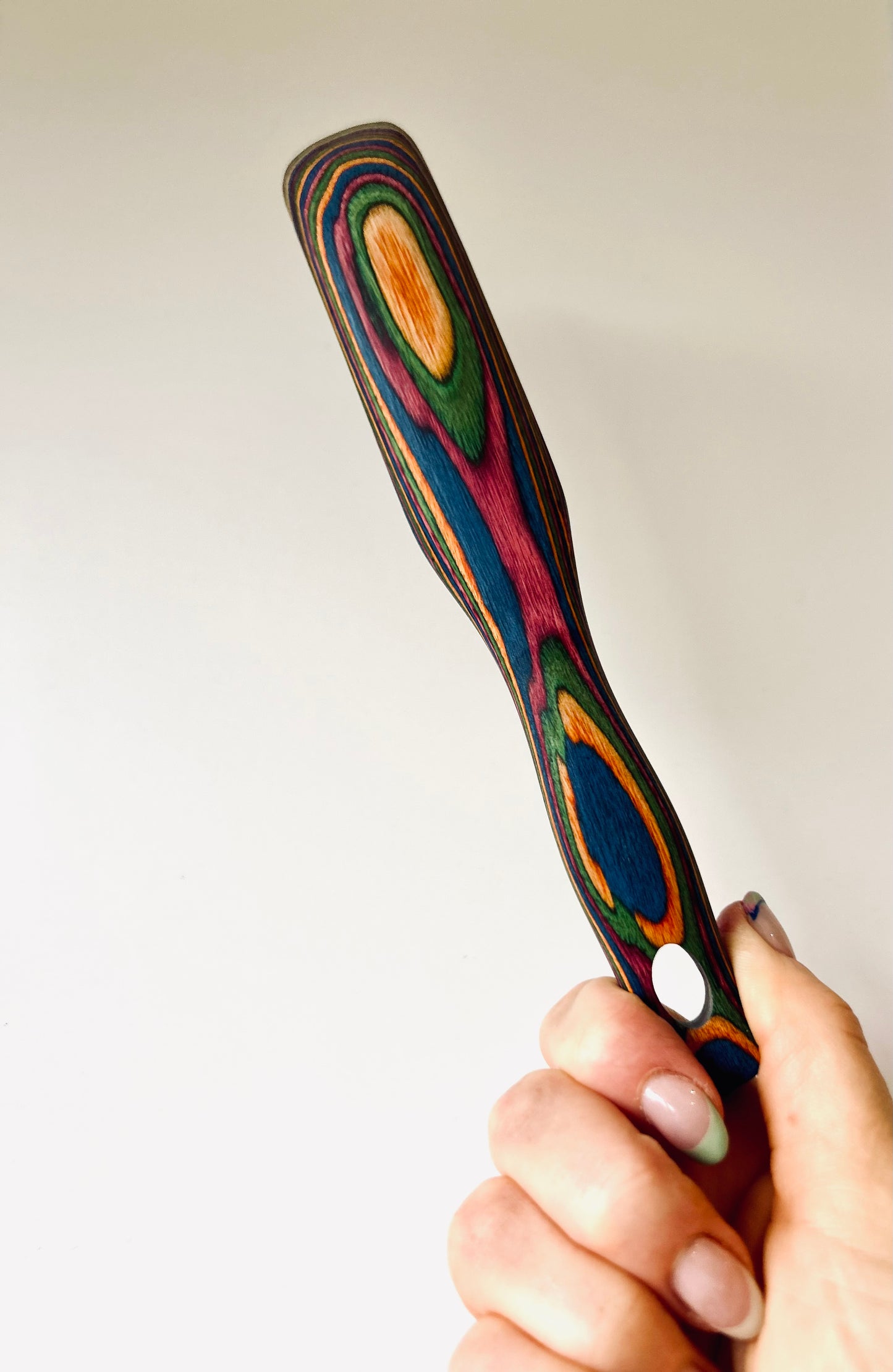 Colourful Wooden Compact Spurtle Spatulas - Naturally Dyed - handy mixing and spreading tool