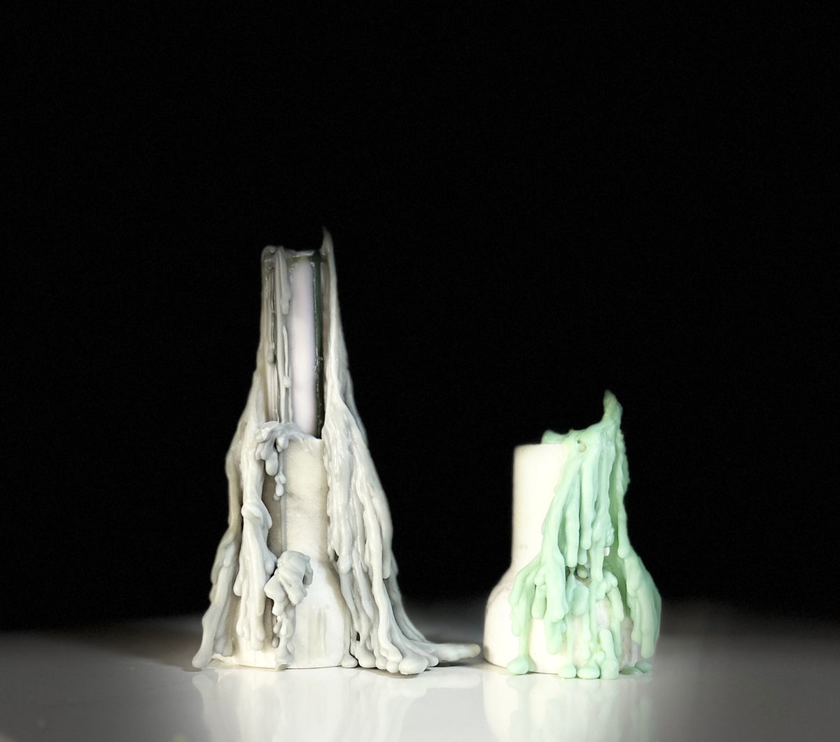 Hand carved tapered candle sticks - Vegan soy wax - Made in England