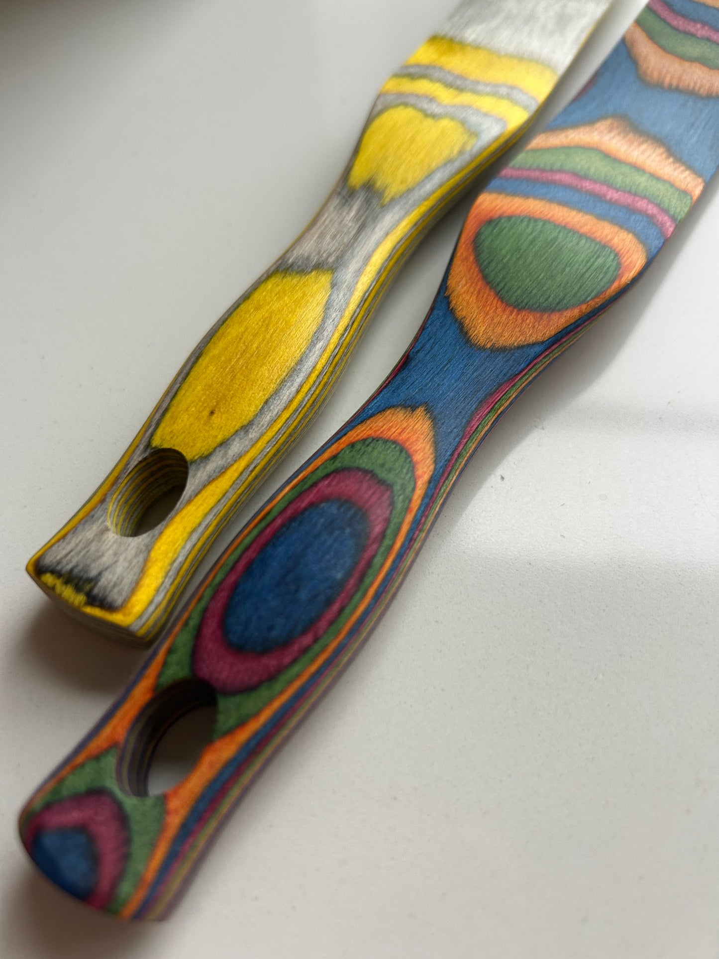 Colourful Wooden Compact Spurtle Spatulas - Naturally Dyed - handy mixing and spreading tool
