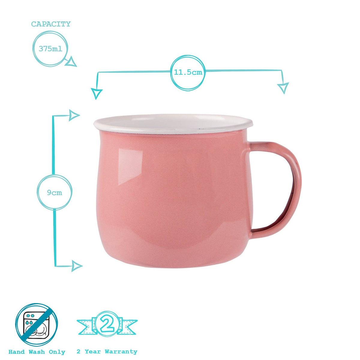 Enamel Belly Mug - Pink/White - 375ml