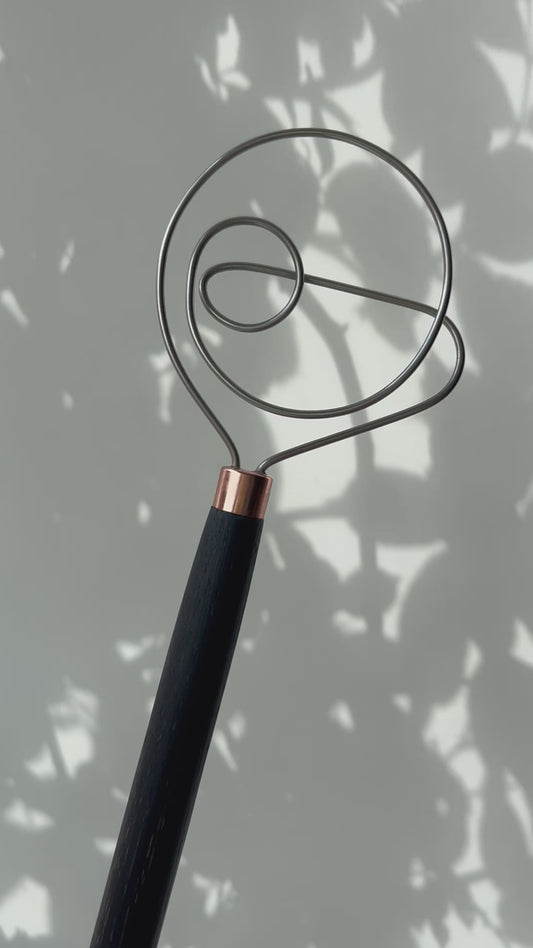Handmade Black Oak Dough Whisk / Hook - 13" Traditional Batter and Dough Mixer - Made in England with Sheffield Steel